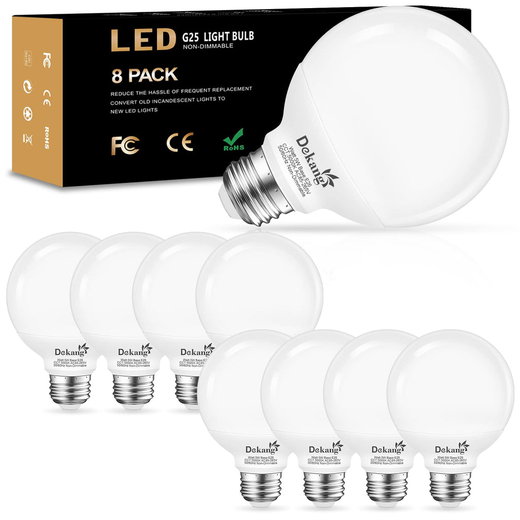 Dekang 8 Pack LED Globe Light Bulbs 5000K Daylight E26 Base 60W Equivalent