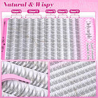 Natural Lash Clusters Kit Wispy 9-14MM Cluster Eyelash Extensions C Curl Eyelash Clusters Thin Band Individual Lashes DIY Lash Extension Kit with Lash Remover for Self Application by Delyneph