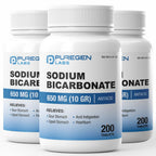 Puregen Labs Sodium Bicarbonate Tablets 650mg (10 Grains) - Total 600 Count | Baking Soda Supplement, Natural Relief of Acid Indigestion, Heartburn, Sour Stomach & Upset Stomach
