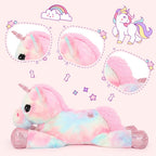Tezituor 43in Giant Unicorn Stuffed Animal, Rainbow Pink Stuffed Unicorn