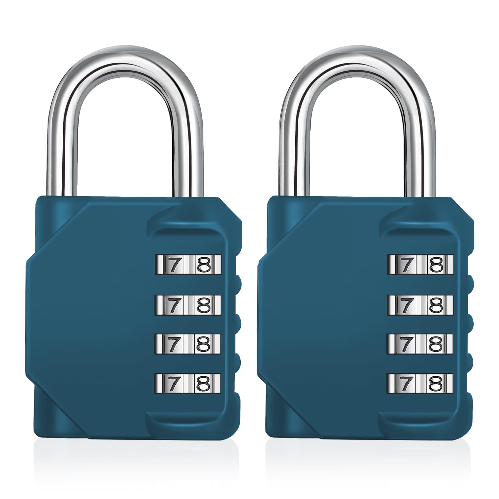 ZHEGE Combination Locker Locks, Resettable 4 Digit Padlock for Locker Keyless, Gym Locks for, School, Gate, Door, Hasp Storage, Fence, Toolbox, Case, Outdoor Use Weatherproof (Peacock Blue, 2 Pack)