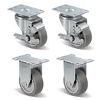 NINOSO 3" Heavy Duty Casters, Swivel Caster Wheels with Brakes, Plate Casters with Rubber Wheel for Furniture Platform Truck Dolly Cart, Set of 4 (2 Brakes & 2 Rigid)