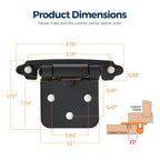 Ravinte 60 Pack (30 Pairs) 1/2" Overlay (Variable) Cabinet Hinges, Self-Closing Semi-Concealed Face Mount, Matte Black Decorative Hardware with Door Bumpers for Kitchen & Cupboard Doors