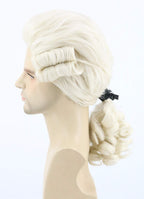 Topcosplay Judge Colonial Wig for Men Women Historical Powdered Wig Beige Halloween Costume Funny Wigs
