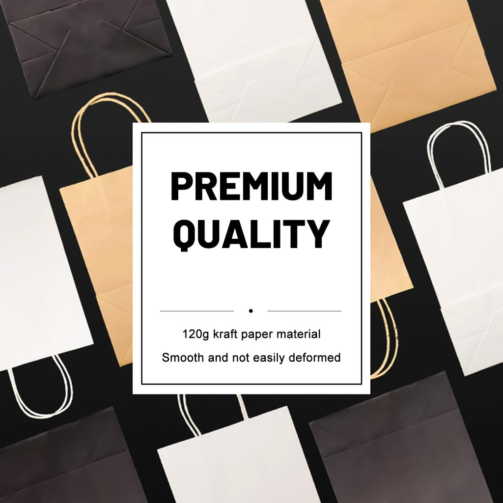 LIHOMR Gift Bags 5.9"x3.15"x8.25" 100pcs Brown Kraft Paper Bag with Handles