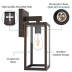 MAXvolador Outdoor Wall Sconce, Large Exterior Waterproof Wall Lantern Light Fixture, Oil Rubbed Bronze Porch Lights, Anti-Rust E26 Patio Lighting, 2 Pack