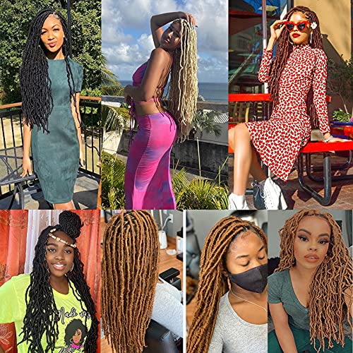 Leeven Purple Soft Locs 24 Inch 6 Packs Distressed Faux Locs Crochet Hair Pre Looped Natural Butterfly Locs Long Boho Goddess Locs Synthetic Braiding Hair for Women