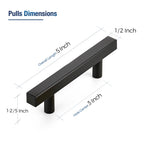 JOY DECOR Matte Black Pulls Cabinet Square Handles 3 Inch 30 Pack