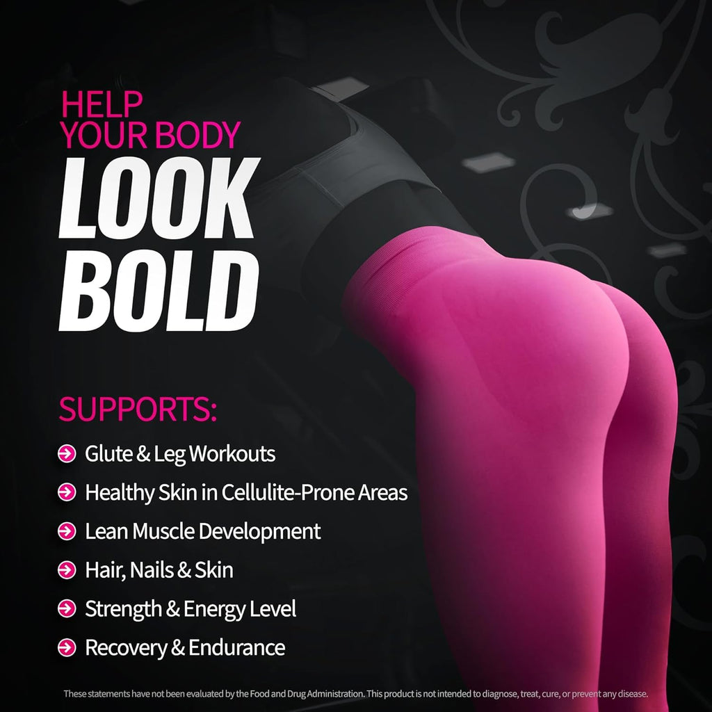 Bold Buns Creatine for Women – Supplement with Collagen & BCAA – Supports Muscle Development, Post-Workout Recovery, Skin Elasticity, Healthy Hair & Nail (30 Servings, Pink Lemonade)