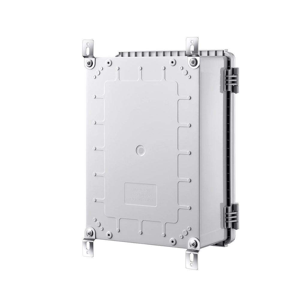 Gratury Junction Box, IP67 Waterproof Plastic Enclosure for Electrical Project, Hinged Grey Cover, Includes Mounting Plate and Wall Bracket (Grey Cover, 14.6"×10.6"×5.9")