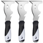 Mister Rui Paint Scraper, 3 Pack Multi Use Paint Tools Putty Knife 10 in 1, Paint Scraper Tools for Painting, Metal Scraper with Hammer End, Taping Knife, Spackle Tool