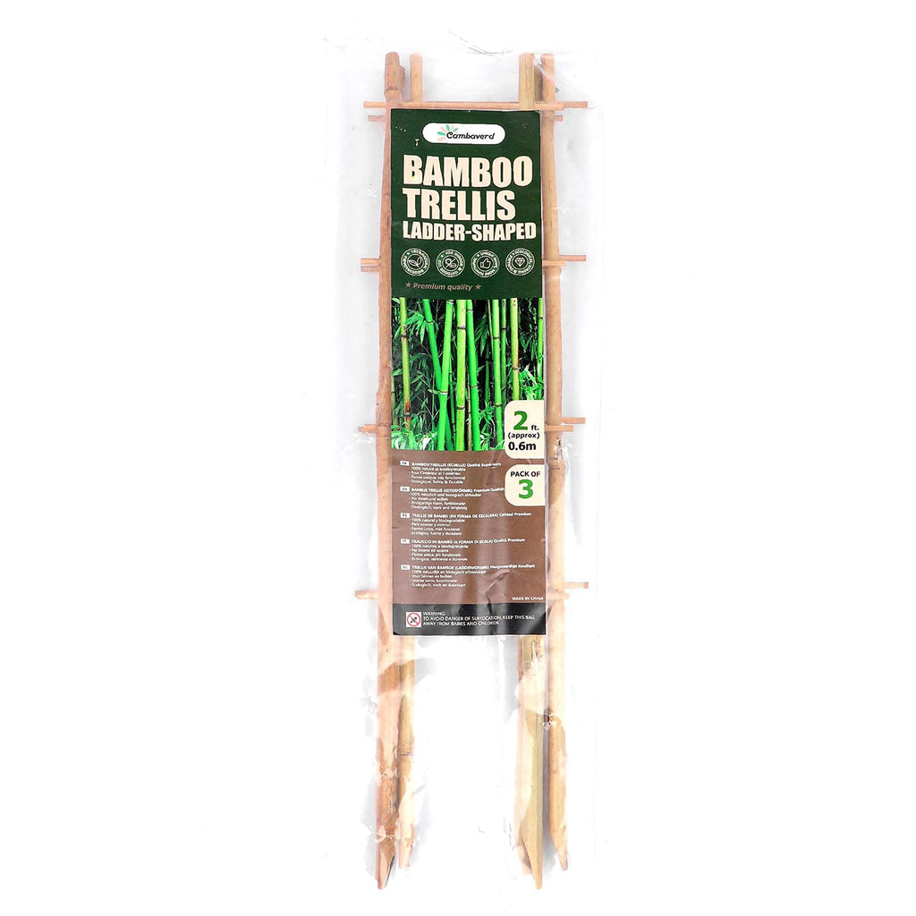 Cambaverd Indoor Plant Trellis, 24in Ladder-Shaped Bamboo Trellis 3 Pack