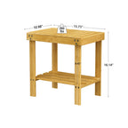 Bamboo Shower Bench, Shower Chair with Non-Slip Feet Storage Shelf Safe and Stable, Kids Adults Wooden Stool for Bathroom, Bedside, Living Room, Spa