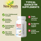NEW ROOTS HERBAL Quercetin with Bromelain Capsules | 4-in-1 Formula with Quercetin, Bromelain, Bioflavonoids and Rutin | Heart Health and Immune Support Supplement (90 Veggie Capsules), Non-GMO