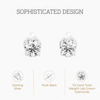 Gilded 1/4 ct. T.W. Round Lab Diamond Stud Earrings for Women | 925 Sterling Silver Studs | Hypoallergenic Fine Jewelry | 4-Prong Basket, Push Back Nut | SI1 Clarity, F Color, Round Cut