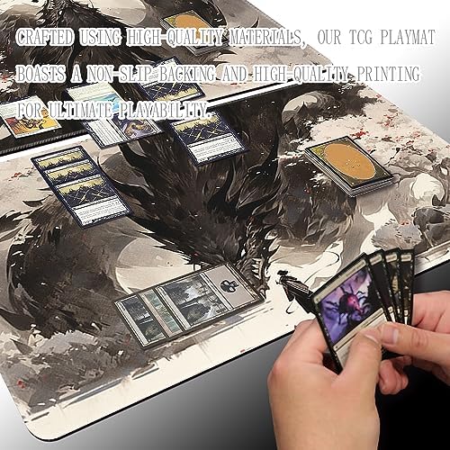 MTG Playmat Size 24x14in Free Storage Bags Non-Slip Backing, Ideal for Card Game Enthusiasts TCG Playmat (Shadow Dragon-No Deck)