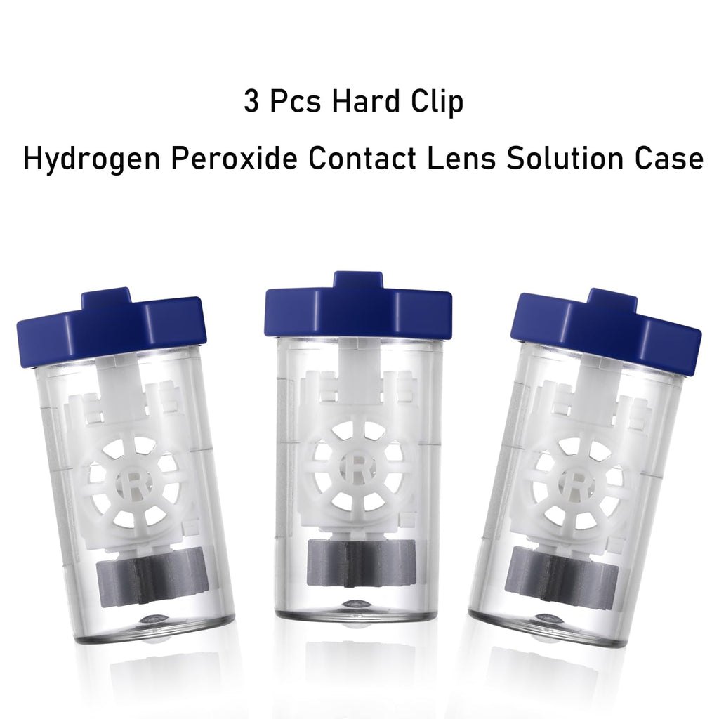 MUQING 3 Pieces Hydrogen Peroxide Contact Lens Cleaner Case, Eye Contact Lens Washer Machine, Portable Travel Size Vented Universal Protective Barrel-shaped Case