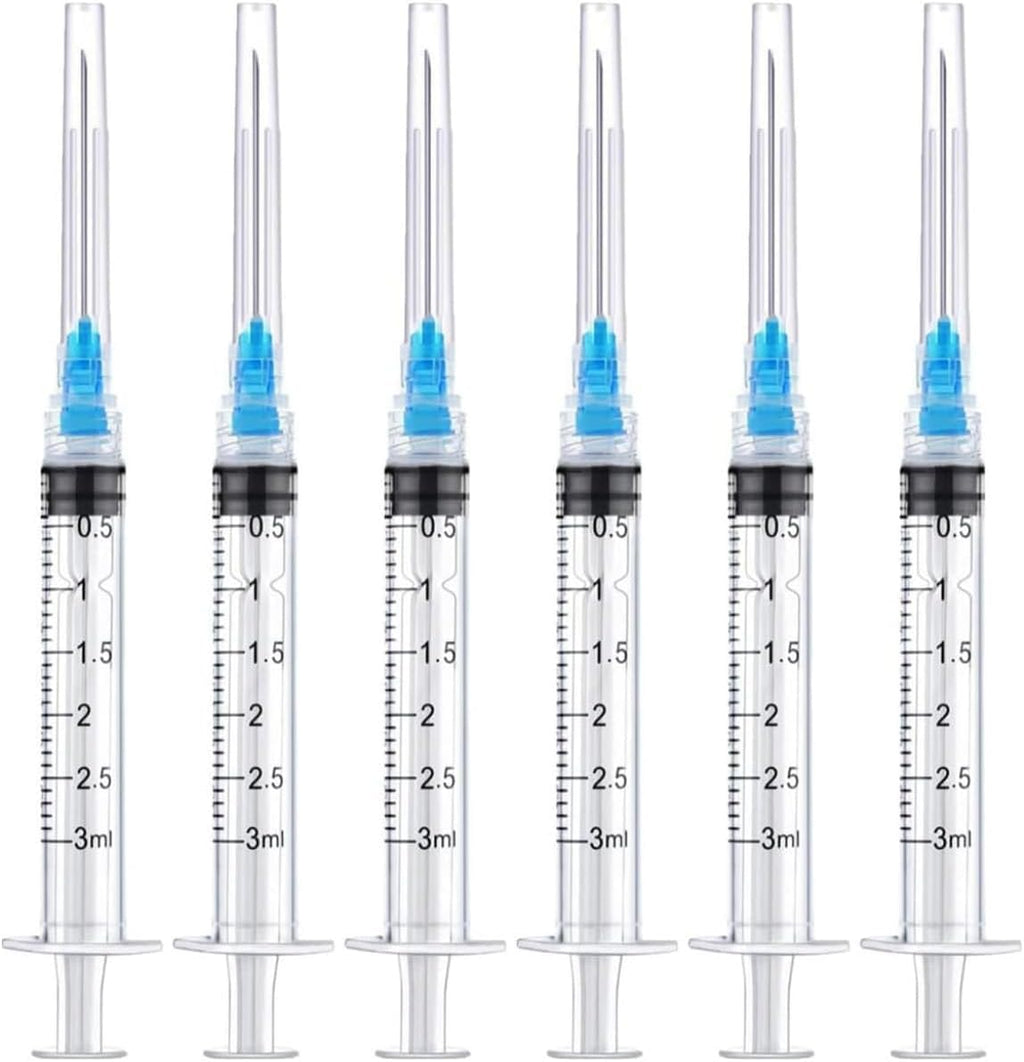 100 Pack 3ml/cc Disposable Luer Lock Lab Syringes with 23Ga 1.5 Inch Needle