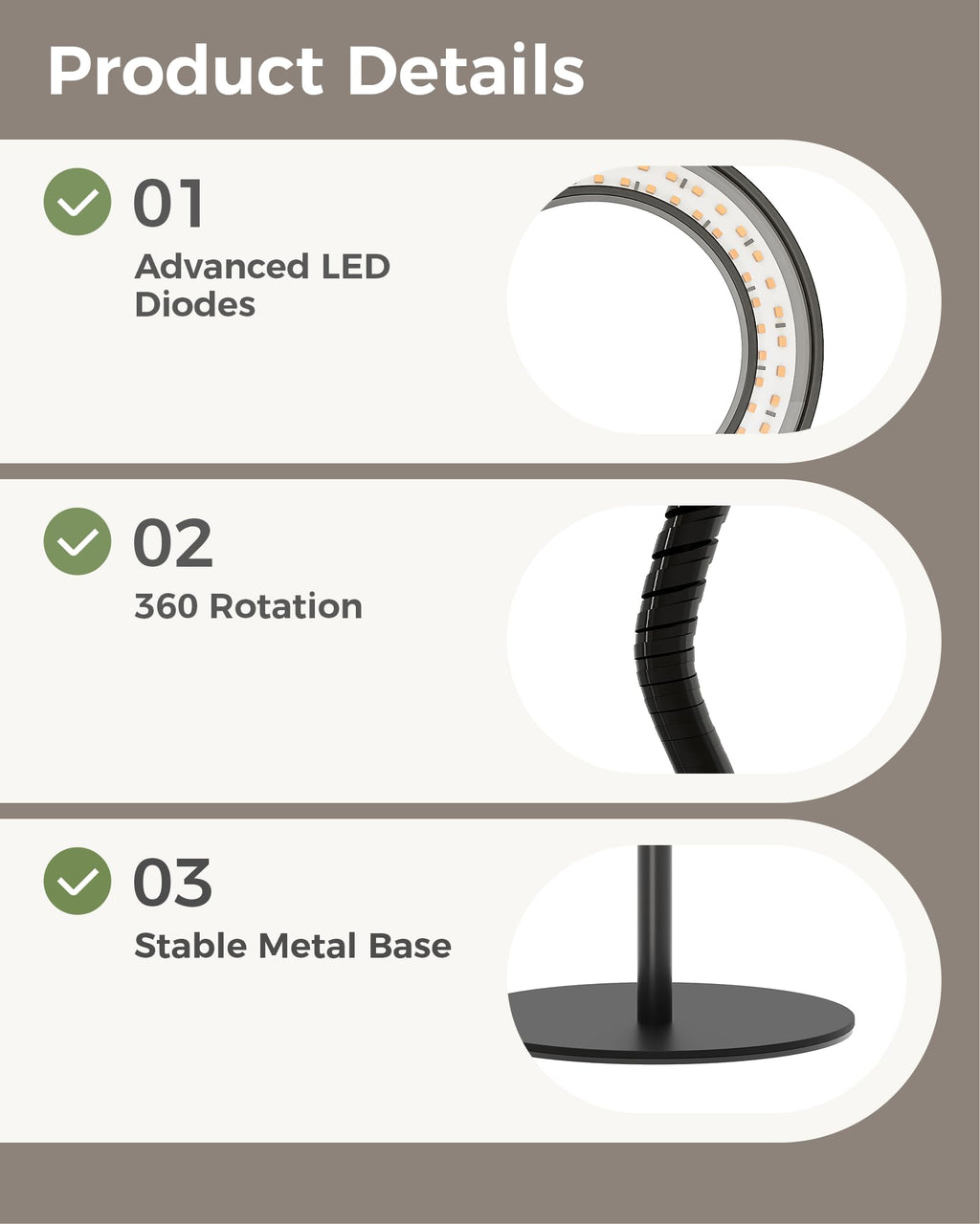 Bamworld Grow Lights for Indoor Plants, Full Spectrum Plant Lights