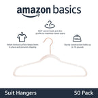 Amazon Basics Space Saving Slim Velvet Non-Slip Suit Clothes Hangers, Sturdy Construction, Closet Organizer, Pack of 50, Blush Pink/Rose Gold