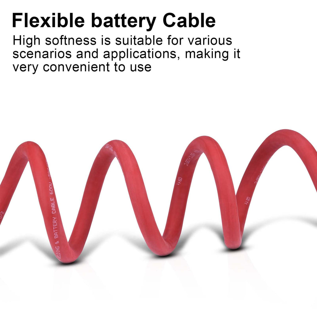 Shirbly 2 Gauge Battery Cable, 10FT Red + 10FT Black 2 AWG Pure Copper Wire Welding Cable, for Automotive, Battery, Solar and Generator, Standard USA OFC Wire