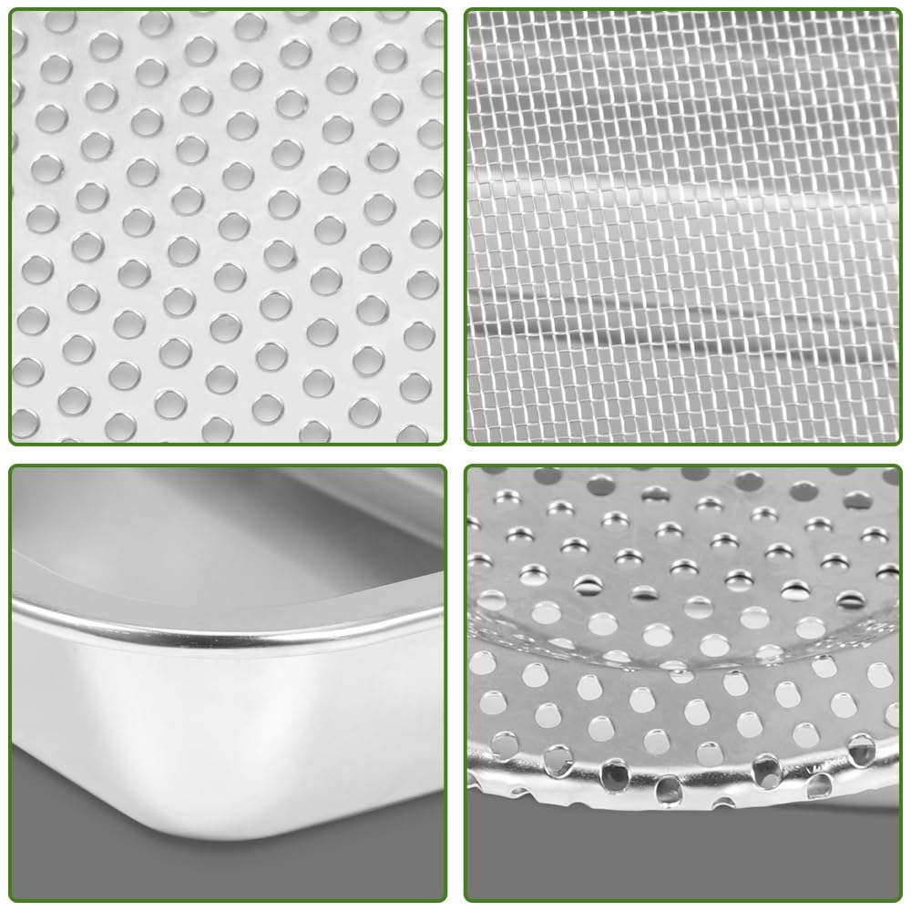 Picowe Stainless Steel Sprouting Trays Seed Sprouting Kit with Stainless Steel Mesh Tray Seed Starter Tray Seed Sprouting Kit (3pack, 10.4 x 7.7inch)