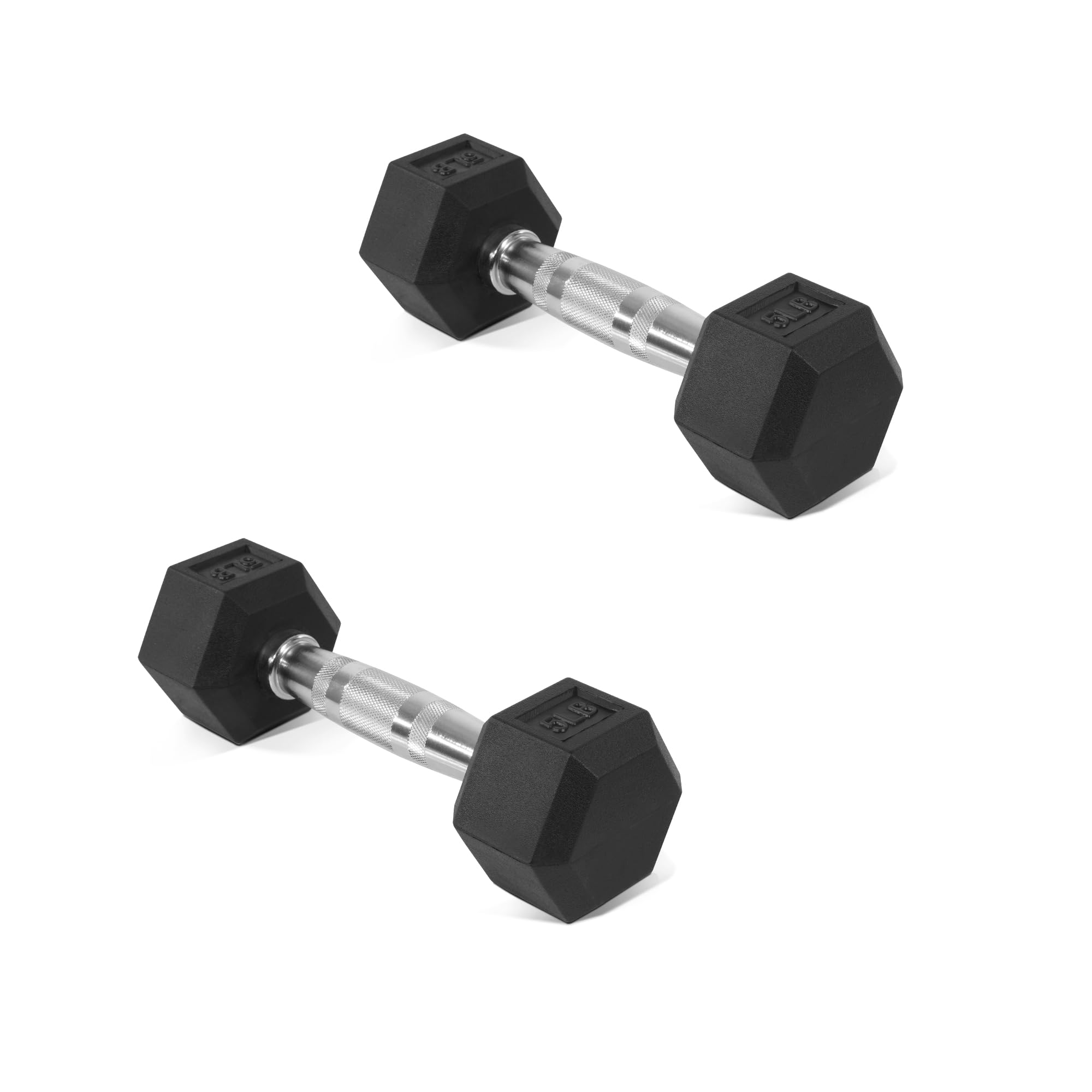 Fitvids Rubber Encased Hex Dumbbell, Hand Weights with Anti-Slip Cast Iron Grip for Exercise & Fitness, Weights Dumbbells Set of 2 for Strength Training, 5-50 LBS Pair