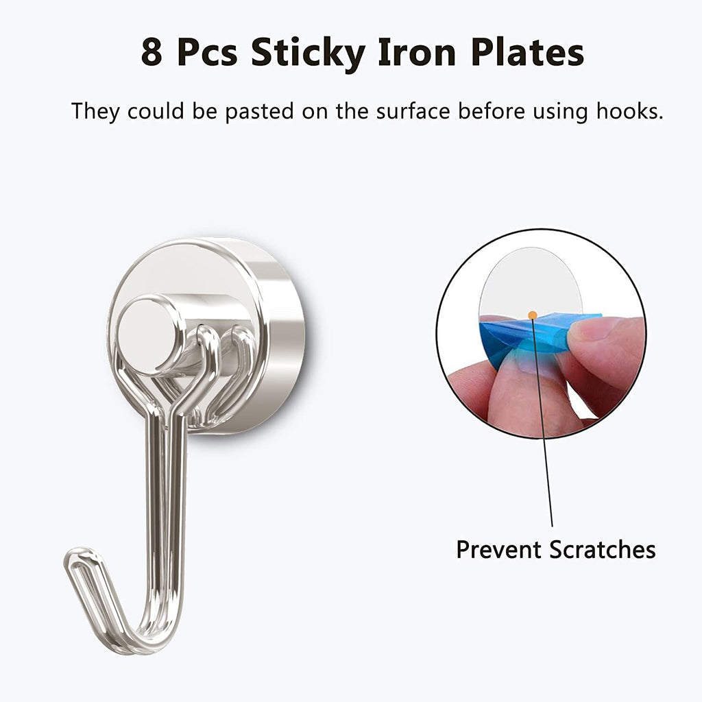 Tohoer Magnetic Hooks, Neodymium Magnets Hook Heavy Duty 30LBS with Rust Proof for Fridge, Refrigerator, Oven, Grill, BBQ, Key, Tools Holder, Utensil, Kitchen, Outdoor, Magnet for Hanging Wreaths