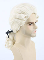 Topcosplay Judge Colonial Wig for Men Women Historical Powdered Wig Beige Halloween Costume Funny Wigs