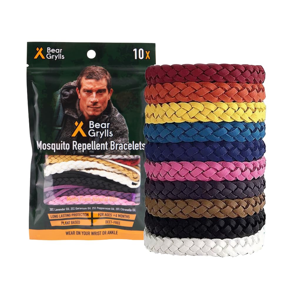 Bear Grylls Mosquito Repellent Bracelets | DEET-Free | 10 Pack
