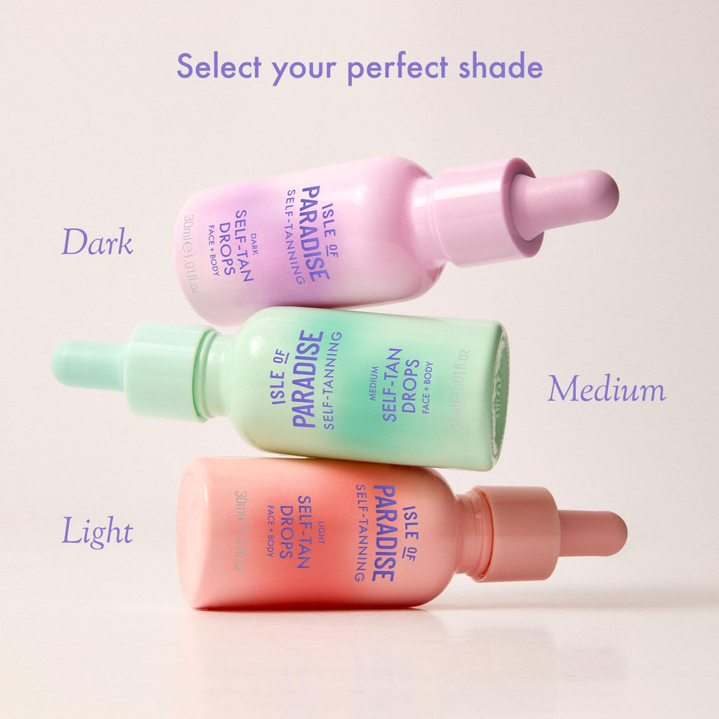 Isle of Paradise Self Tanning Face & Body Drops- Dark, Self Tanner Drops for a Natural Bronze, Long-lasting Tan, Cruelty Free, Fragrance Free & Dermatologist-Approved, 1.01 fl. oz