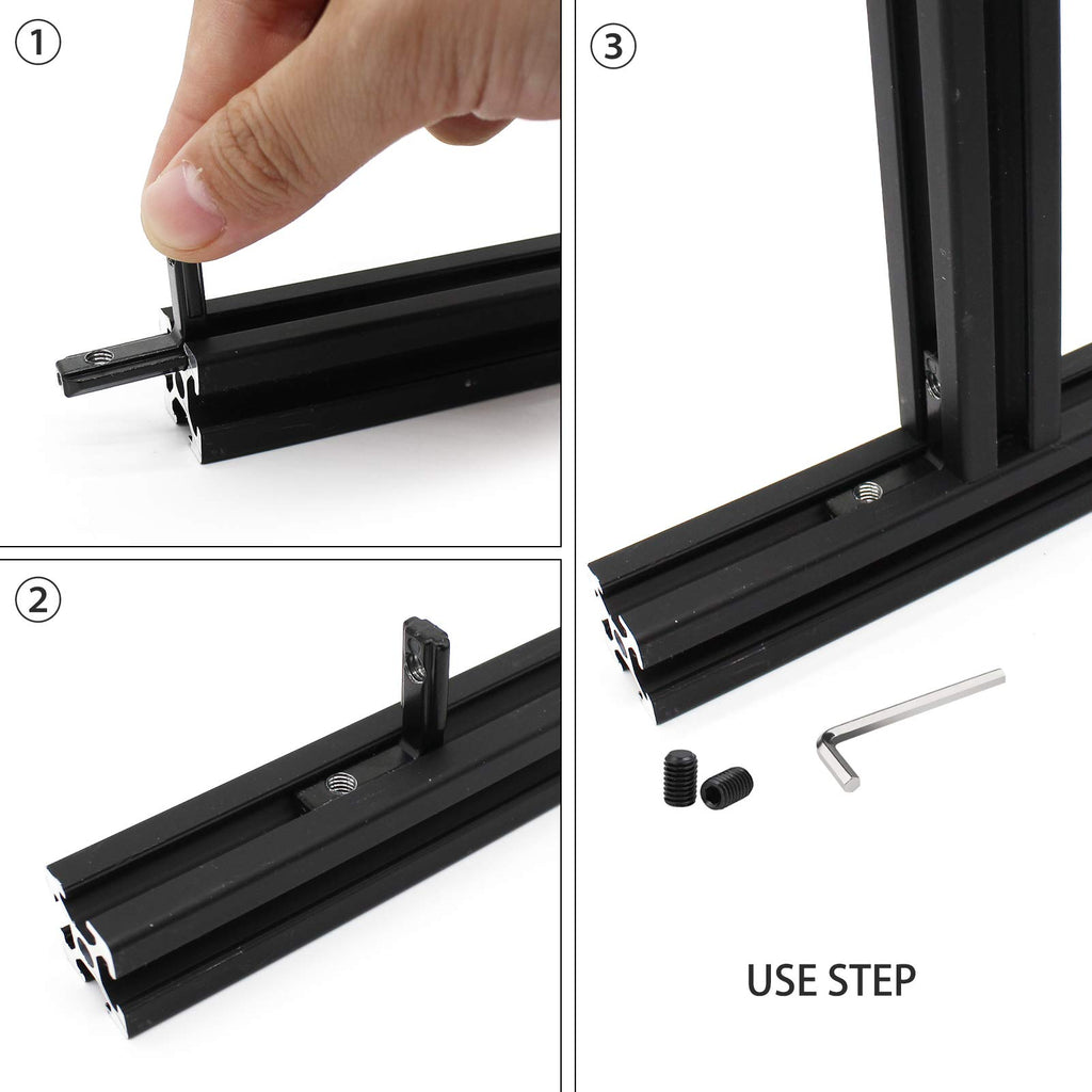 BLCCLOY 20Pcs 2020 Aluminum Extrusion Black Corner Bracket T Slot Inside L Shape Joint Angle Hardware Connector with Screws for 20 Series 20/20 2040 V Slot Extruded Aluminum Profile
