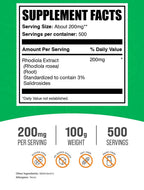 BulkSupplements.com Rhodiola Extract Powder - 3% Salidrosides, Rhodiola Rosea Extract - Herbal Supplement, Gluten Free, 200mg per Serving, 100g (3.5 oz) (Pack of 1)