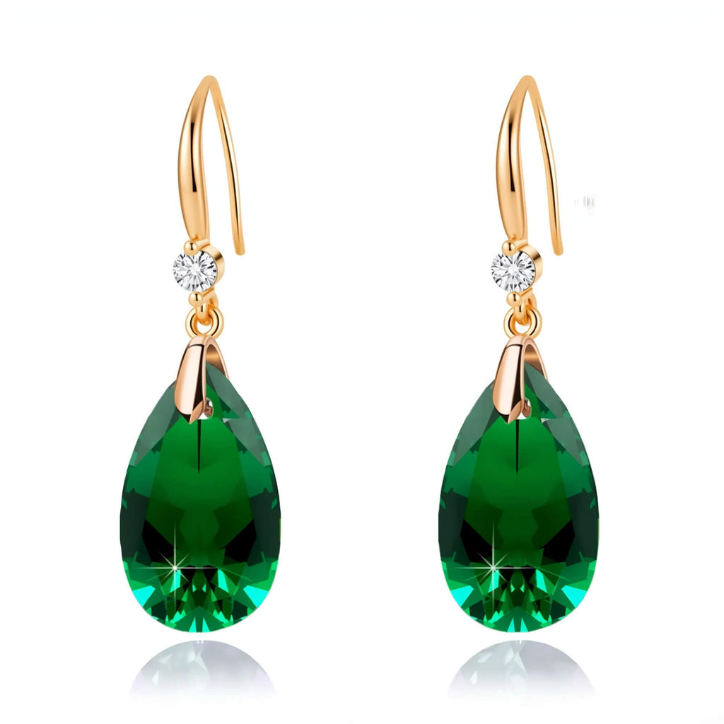 EVEVIC Austrian Crystal Teardrop Drop Earrings for Women, French Hook