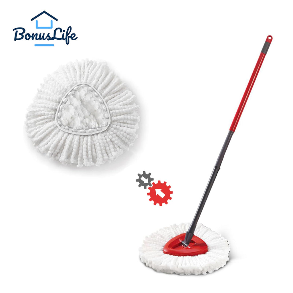 BonusLife Replacement Part Set for Oceda EasyWring Spin Mop 1-Tank System Only, 1 Handle, 1 Base, 4 Refills