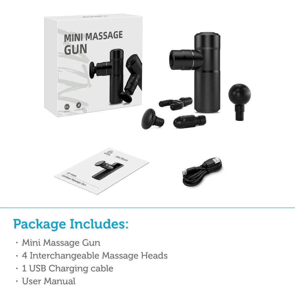 COMFIER Mini Massage Gun, Deep Tissue Muscle Massager for Pain Relief, Lightweight Percussion Massage Gun with 4 Massage Heads, Handheld Back Massager, Christmas Gifts for Men Women