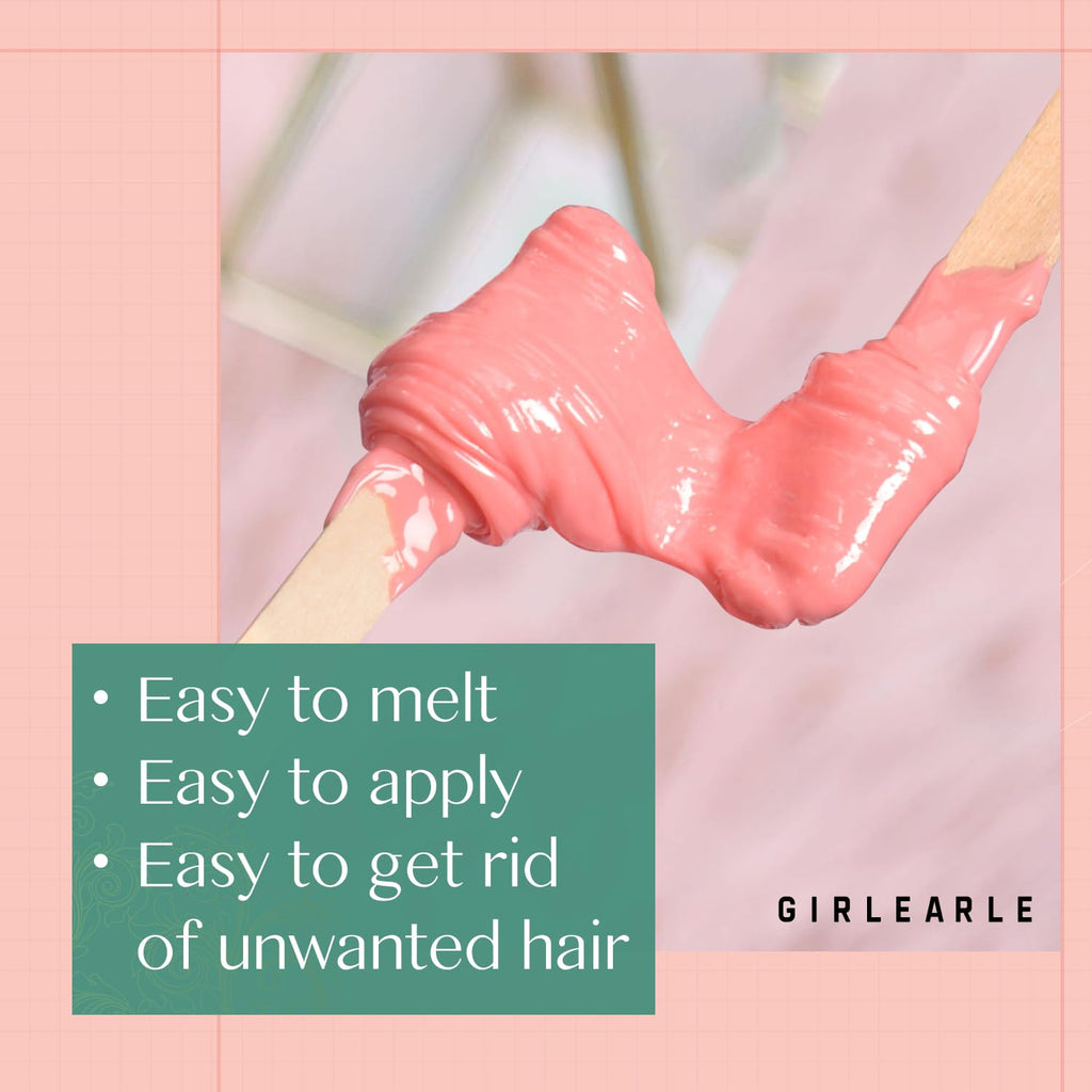 GIRLEARLE 1LB Wax Beads for Hair Removal Sensitive Skin with Rose Formula