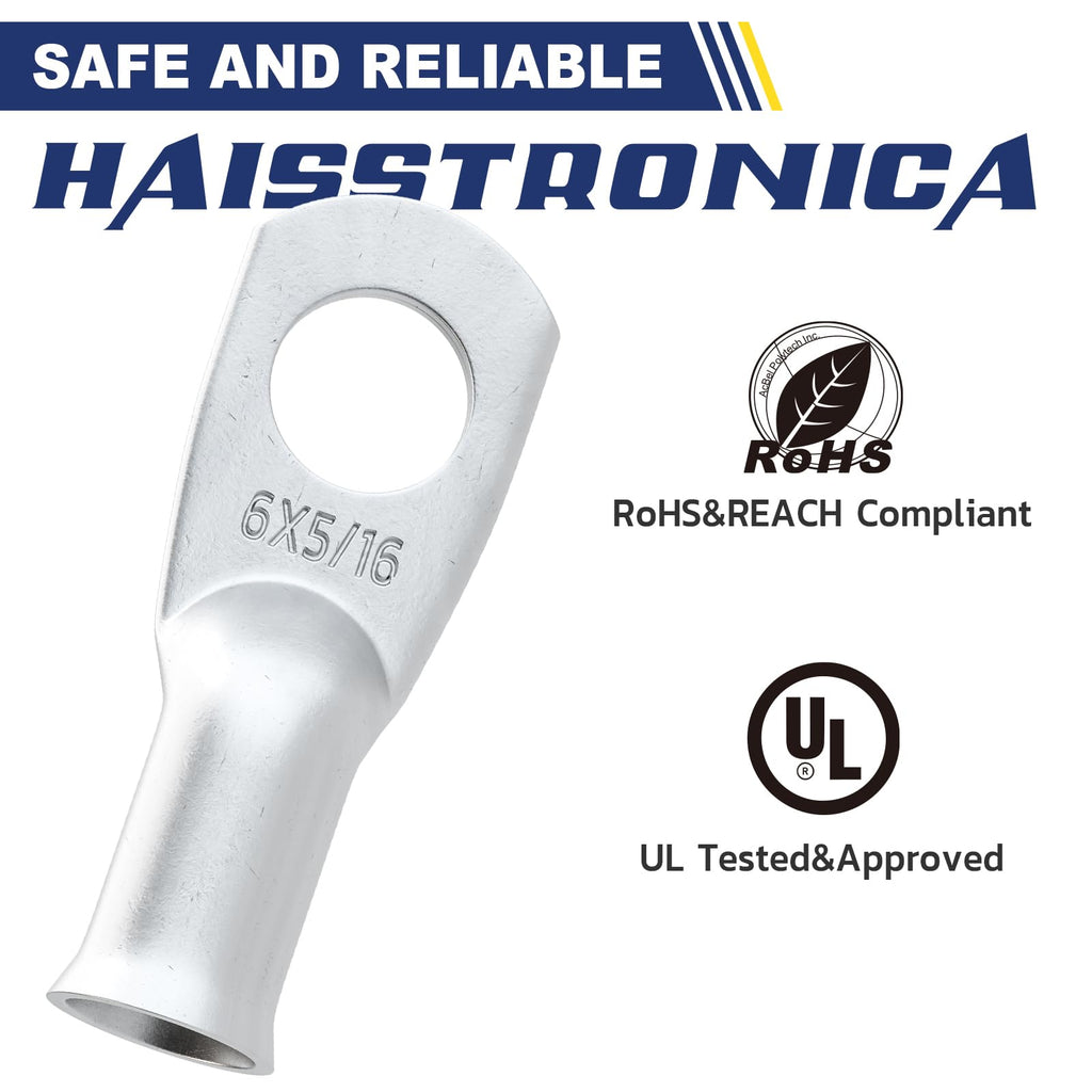 haisstronica 20PCS Battery Cable Lug & Heat Shrink Kit 6 AWG 5/16" (M8)