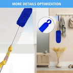 Tiumso Ceiling Fan Cleaner Dusters for Cleaning 6-in-1 Kit, Cobweb Duster with Extension Pole, 100 Inches High Ceiling Fan Blade Cleaners with 5 Reuseable Dusting Heads for Windows and Blinds- Blue