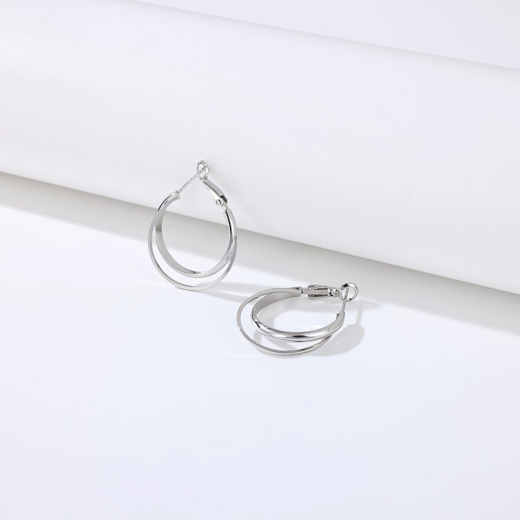 Gacimy Silver Criss Cross Hoop Earrings for Women, 25MM Small Hoops