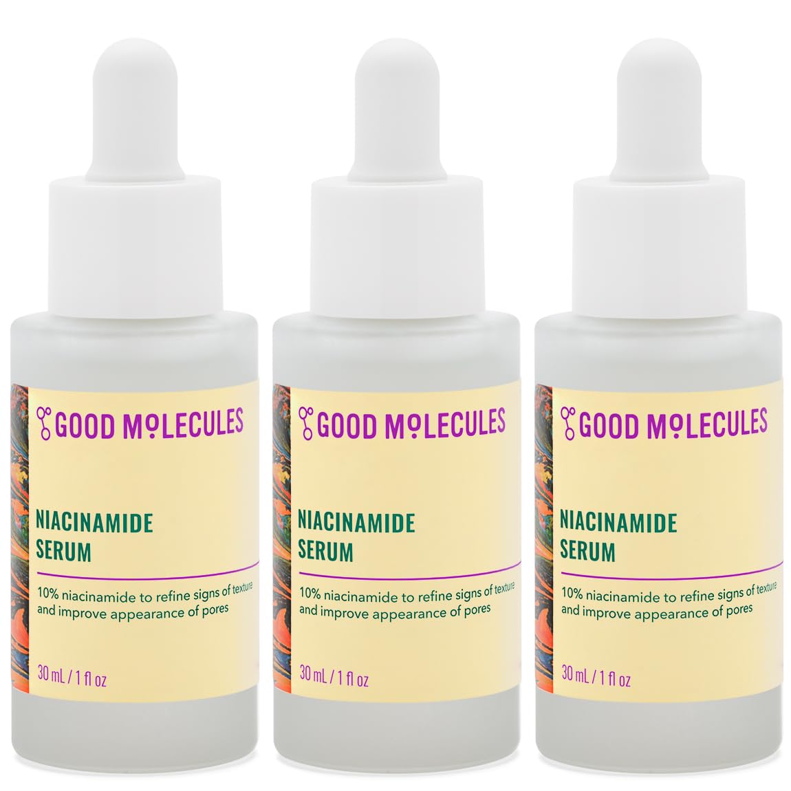 Good Molecules Niacinamide Serum Pack 3 – 30 ml Each (Total 90 ml) | 10% Niacinamide Serum to Target Blemishes, Uneven Skin Tone & Enlarged Pores