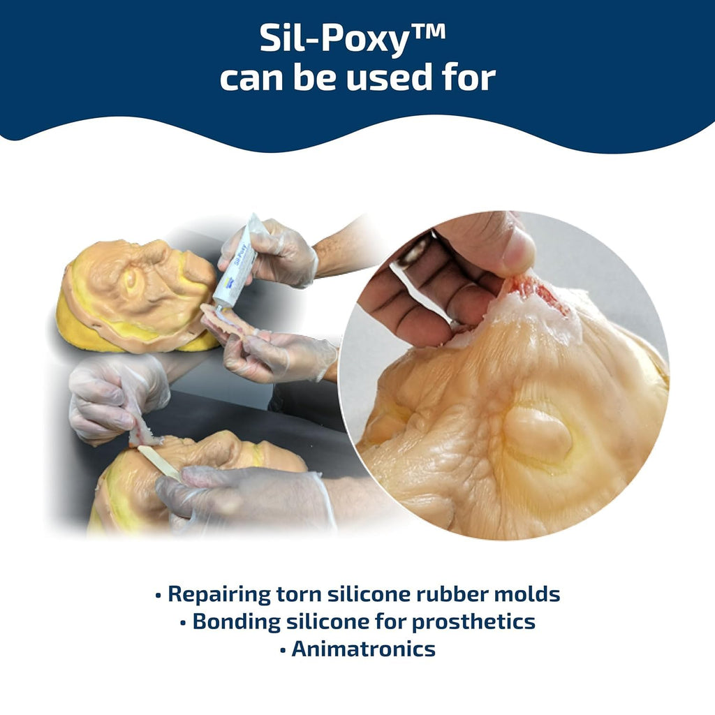 Smooth-On SIL-Poxy™ Rubber Silicone Adhesive, 0.5 oz Tube – Flexible RTV Silicone Glue for Silicone Rubber Repair & Bonding, Strong Waterproof Sealant (Packaging May Vary)