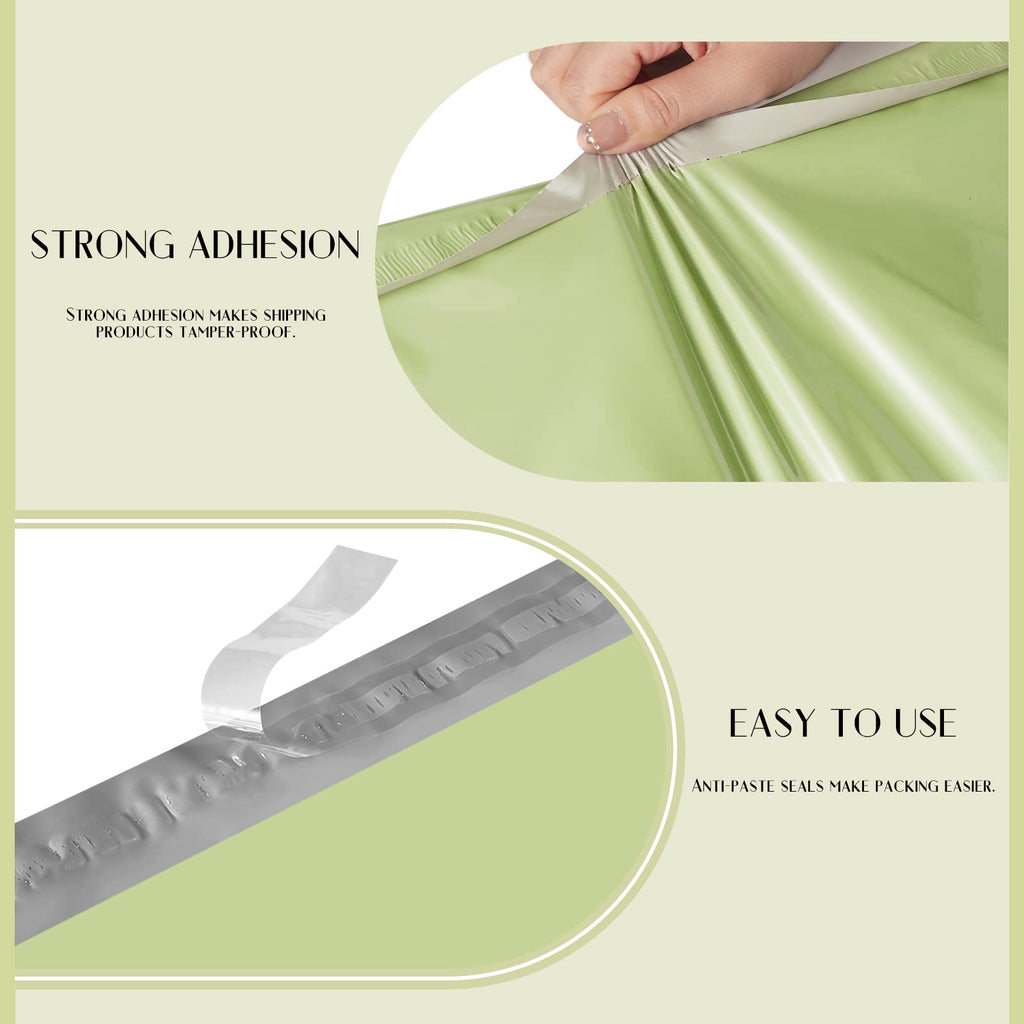 Metronic Poly Mailers 14.5X19 100PC, Strong Adhesive Shipping Bags for Clothing, Waterproof and Tear-Proof Shipping Envelopes, Packaging Bags Mailers Poly Bags, Avocado Green