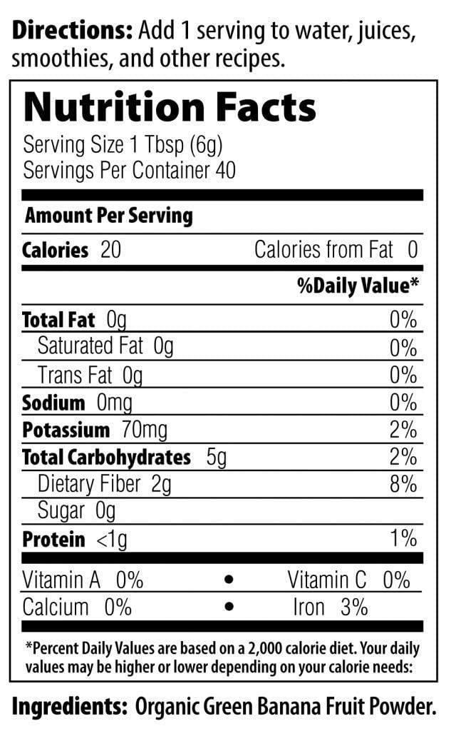 MRM Nutrition Organic Green Banana Powder | Superfoods | High-Fiber | Flour Alternative | Prebiotic Fiber | 40 Servings