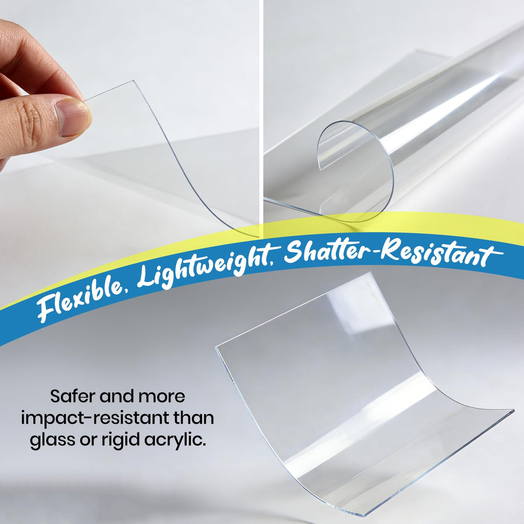 10 Pack of 8x10” PET Sheet/Plexiglass Panels 0.04” Thick; Use for Crafting Projects, Picture Frames, Cricut Cutting and More; Protective Film to Ensure Scratch and Damage Free Sheets