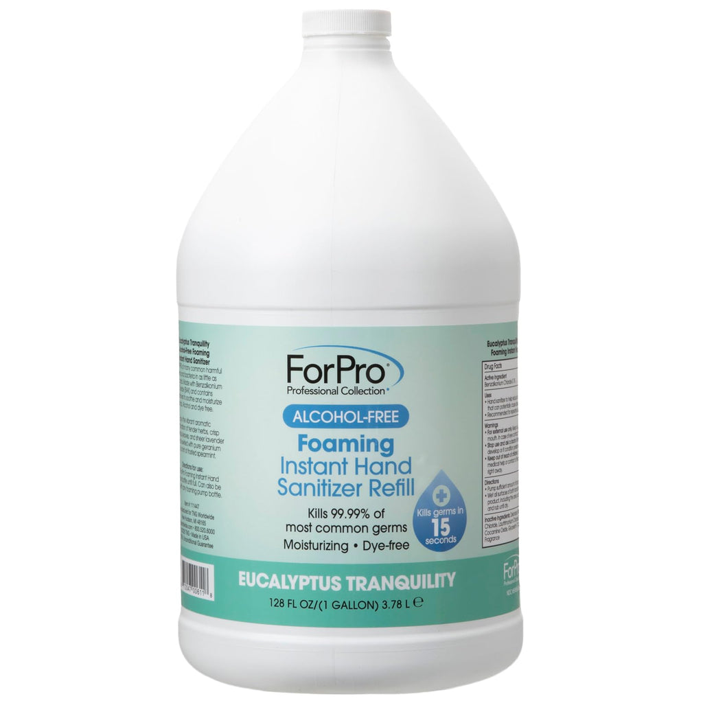 ForPro Alcohol-Free Foaming Instant Hand Sanitizer, 1 Gallon (128 fl oz) Refill – Moisturizing, Dye-Free Formula, Eucalyptus Tranquility Scent