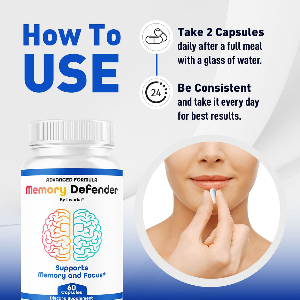 (3 Pack) Memory Defender Capsules, MemoryDefender Advanced Brain Support Pills, All Natural Premium Supplement, Memorydefender Maximum Strength Multivitamin Daily Wellness, 180 Capsules for 3 Months