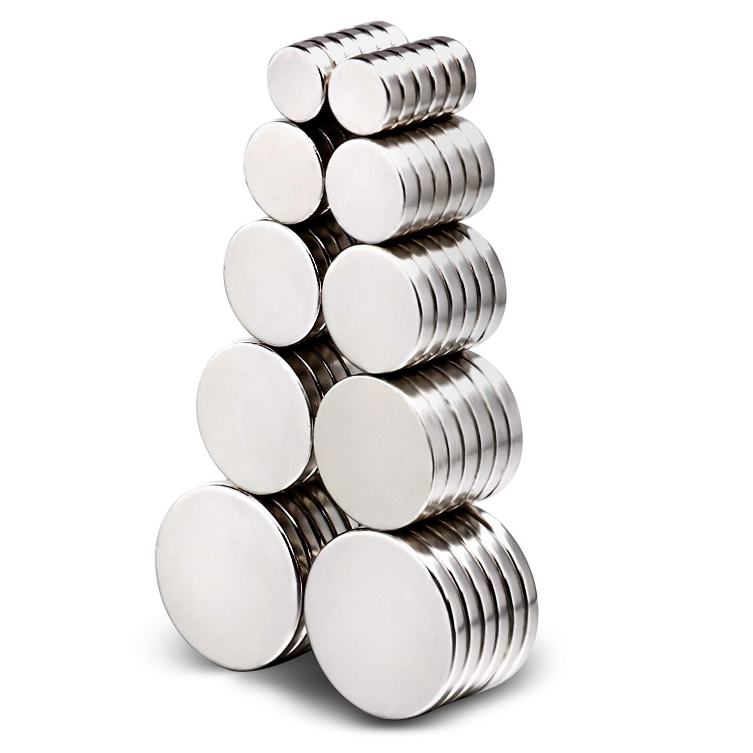 DIYMAG 60Pcs Small Refrigerator Magnets, 5 Sizes Rare Earth Disc Magnets