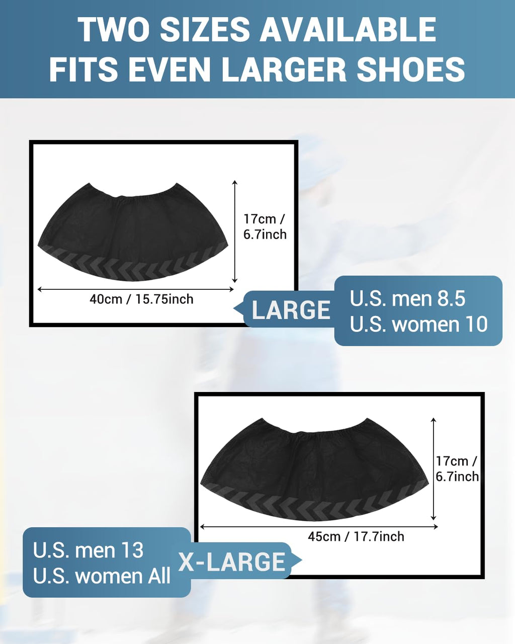 Buself X-Large 200 Count Shoe Covers Disposable Non-Slip, Premium Cloth Boot Covers, Slip-resistant, Durable, Breathable, Non-toxic, Recyclable, Stretchable Fits Up to Size 13 US Men - Black