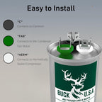 Buck 35+5uF 35/5 MFD ±6% CBB65B Dual Run Round Start Capacitor - Ideal for HVAC Systems, Air Conditioner Unit Fan Motor Start, Heat Pump, & Condenser Straight Cool Applications 370/440VAC 50/60Hz